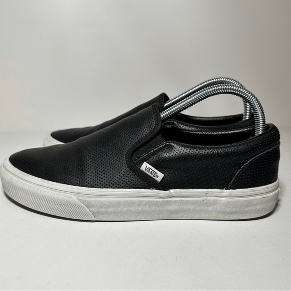 VANS Black Perforate Leather SlipOn skate Shoe 721278 Men 8 Women 9.5 (194 Box23 - Picture 1 of 8